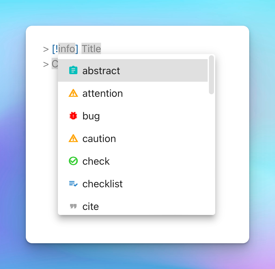 Autocompletion for callout types